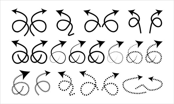 Black arrow collection vector design icon set on white background.