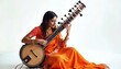 © DWIJ - Indian woman in traditional Sari clothing Playing the Sitar.