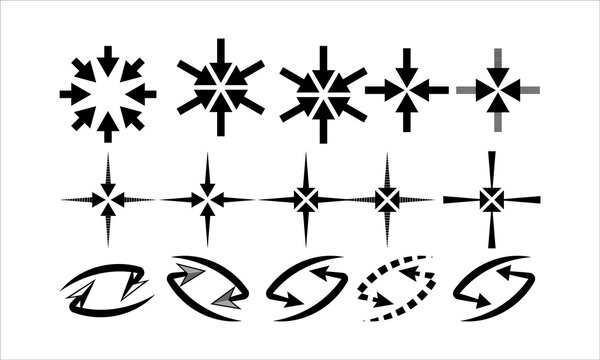 Black arrow collection vector design icon set on white background.