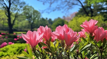 Stunning Pink Azaleas in a Spring Garden