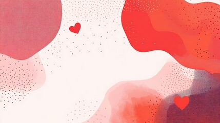 Canvas Print - Abstract red and pink watercolor hearts background.