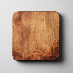 Wall Mural - Square wooden board, top view, rustic, light background.