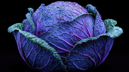 Poster - Vibrant Purple Cabbage Close-up: Fresh Vegetable with Water Droplets