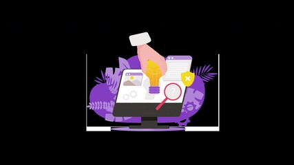 Poster - A hand holding a lightbulb above a computer screen with various icons, suggesting ideas and innovation in technology.