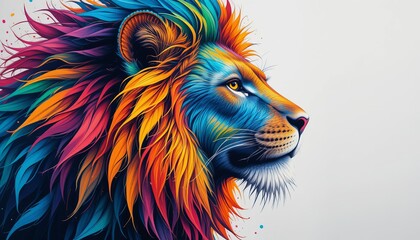  vibrant surreal lion portrait with colorful fur