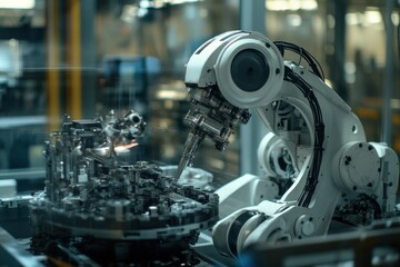 Poster - Industrial Robotic Arm Precision Welding in Factory Setting