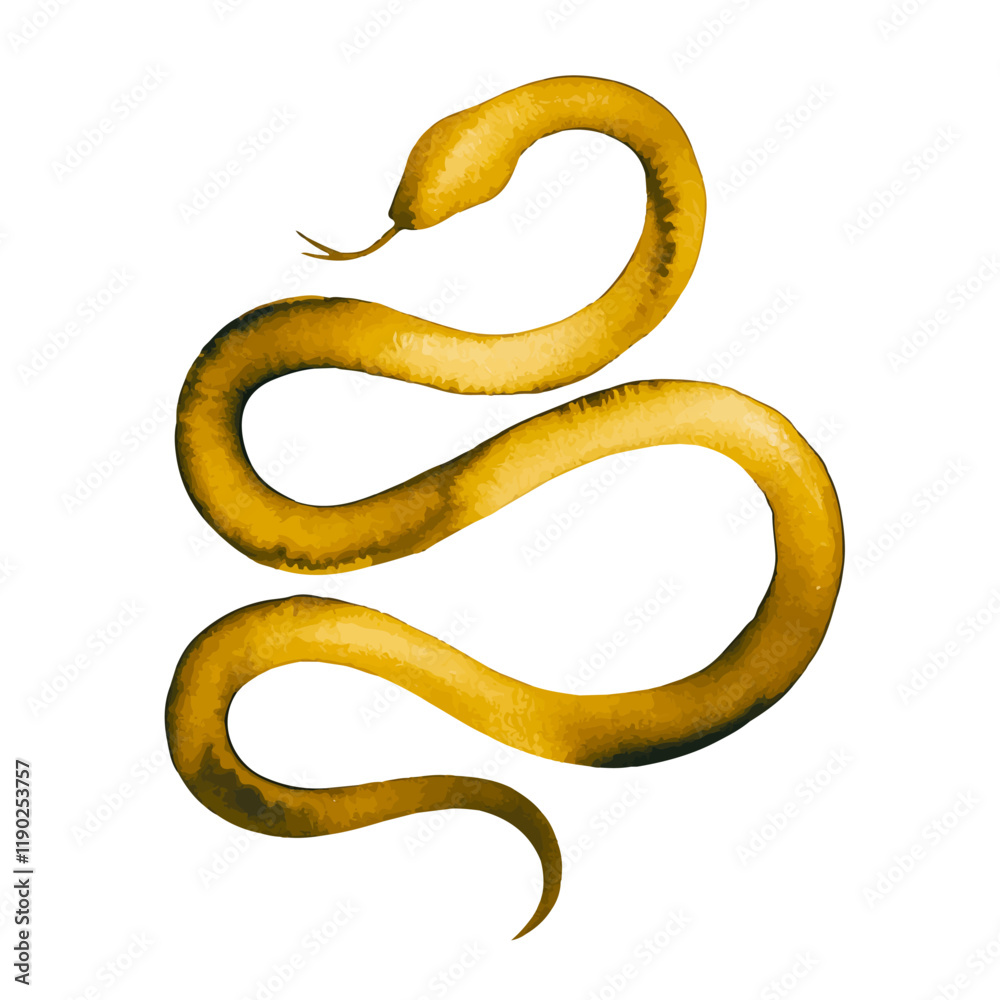watercolor Golden Snake Pattern, 2025 Year of the Snake Decoration, 12 ...