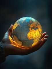 Wall Mural - Person Holding Glowing Globe