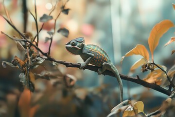 Sticker - Chameleon perched on a tree branch