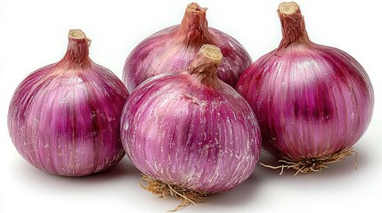 Poster - Vibrant Red Onions on White Background