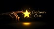 © Loki Studio - Customer care representation with glowing star and hand emphasizing premium service and satisfaction in innovative design for brand loyalty and trust visualization