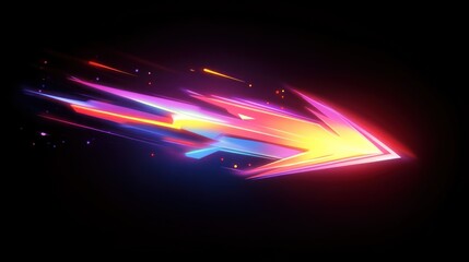 Poster - Abstract Neon Arrow: A Dynamic Flight of Color