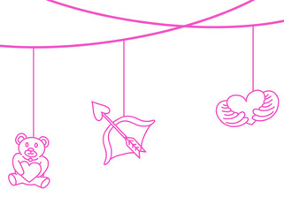 Wall Mural - Valentine Decoration Line Art Illustration