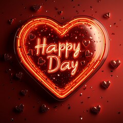 Happy valentines day romantic neon heart red design high resolution hd image