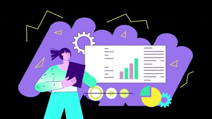 Poster - A person presenting data analysis in a vibrant, modern style, reflecting a professional atmosphere.