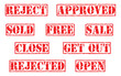 © A.A.Design - Grunge rubber stamp icon set for element design. Reject, rejected, close, open, approved, sale, sold, free, get out. Vector illustrator saved in EPS 10 and fully editable
