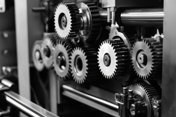 Poster - Intricate Machinery: A Black and White Study of Gears