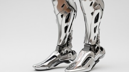 Poster - Sleek Chrome Robot Legs: A Futuristic Design