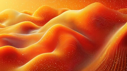 Wall Mural - warmth and energy abstract landscape of glowing orange and gold particles