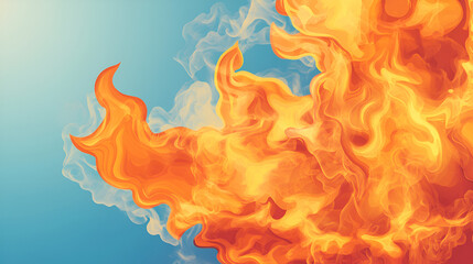 Wall Mural - Depiction of amazing fire flames with a smoke background in an abstract comic style.