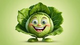 Delightful 3D Cartoon Cabbage Character Happy Vegetable Illustration