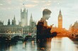 © Sudipta - Double exposure of success businessman using smart phone with London space,filter effect