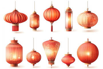 Spring festival celebration with vibrant chinese nylon red lanterns and traditional elements