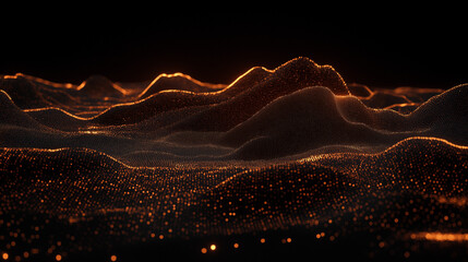 Wall Mural - glowing obsidian landscape: a mesmerizing digital landscape of dark, obsidian-like hills illuminated