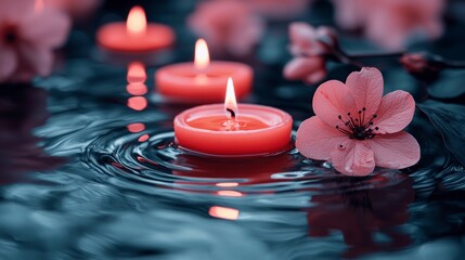 Sticker - Candles, petals float.