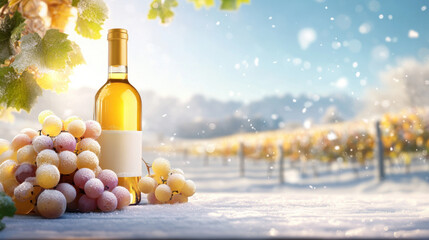 Poster - Dessert Wine, A photorealistic image of an ice wine bottle, showcasing high fidelity and detail, perfect for commercial use in advertising or stock photography.