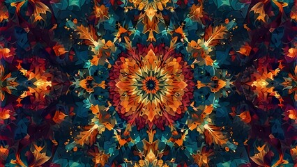 Wall Mural - Unique kaleidoscope colorful design. Abstract kaleidoscopic color background.kaleidoscope with symmetrical repeating patte Generative AI