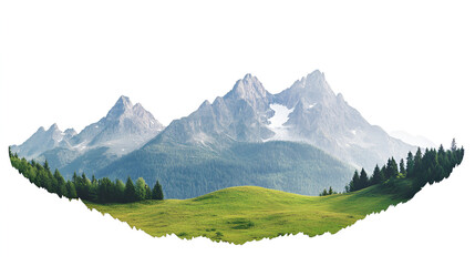 Wall Mural - landscape in the mountains isolated on white background cutout