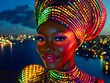 © senyumanmu - Radiant Woman in Luminous Headwrap   City Lights