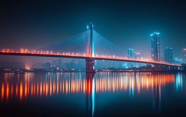 Poster - Vibrant smart city lights at night