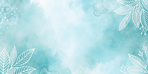 Wall Mural - Serene Aqua Watercolor Background with Delicate White Floral Design Elements