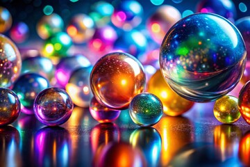 Poster - Abstract Light Spheres: Glowing Orbs & Textured Background - PNG