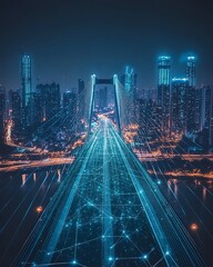 Poster - Nighttime futuristic smart city