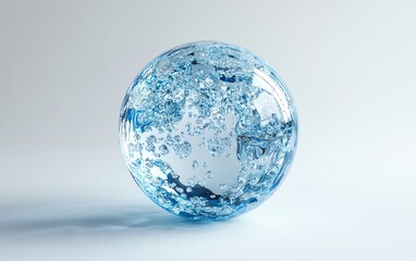 Leinwandbilder - Abstract holographic globe with global connections, shimmering glass effect, futuristic internet concept, light blue on a clean white background, UHD