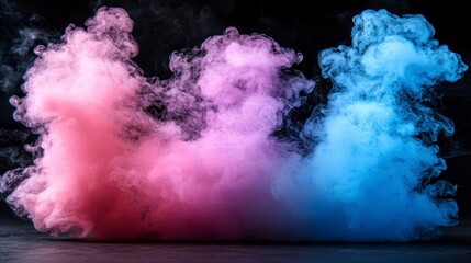 Wall Mural - Colorful smoke clouds on dark backdrop.