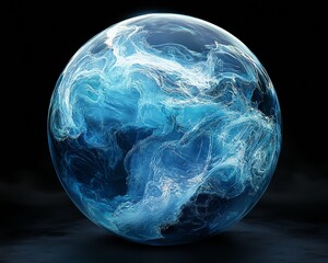 Aufkleber - Generative AIinspired world sphere with intricate data networks, glowing glass hologram effect, futuristic tones of blue and white, ultradetailed