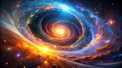 Poster - Abstract Space Time Travel: Macro Cosmic Nebula, Sci-Fi Background