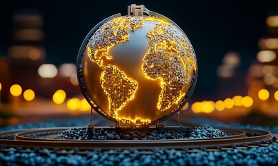Poster - Global Business Connection, a dynamic interface showcasing interconnected technology and collaboration across diverse industries and cultures.