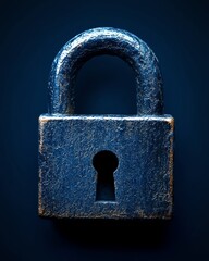 Leinwandbilder - A digital padlock on dark blue, symbolizing computing system security, advanced encryption technology, network protection, privacy and fraud prevention