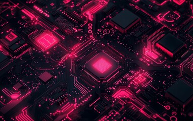 Leinwandbilder - Advanced computing processor, CPU, and microchip on an electronic circuit board, hightech data flow, generative AI concept, futuristic technology background