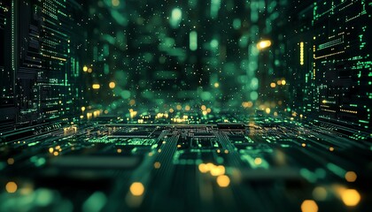 Leinwandbilder - Closeup of a computing processor, detailed microchip and electronic circuit board, advanced technology concept, generative AI, hightech electronics background