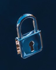 Aufkleber - Hightech digital padlock floating over a dark blue background, cyber security and fraud prevention technology, data protection for privacy and safety
