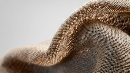 Sticker - Close-up of textured, brown fabric with folds and wrinkles against a neutral background.