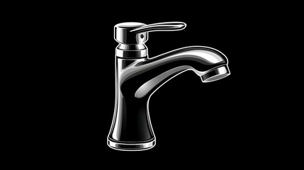 Poster - Compression Faucet Icon, a sleek design symbolizing modern plumbing solutions, featuring streamlined curves and a minimalist aesthetic.