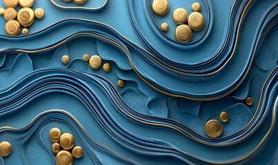 Poster - Oceanic Flow, A vibrant abstract wave pattern reflecting the dynamic movement and energy of ocean currents, swirling colors and fluid forms.
