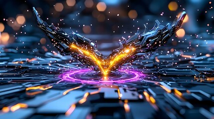 Poster - Dynamic abstraction of artificial intelligence creativity, vibrant colors and intricate patterns merge to symbolize innovation and imagination.
